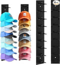 Dntorx Hat Organizer for Baseball Caps, 4 Pack Black Hat Rack for Wall Hold up to 36 Hats Strong Adhesive Hat Hooks Stand Hat Hanger Organizer Storage Holder Display for Door Closet