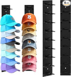 Dntorx Hat Organizer for Baseball Caps, 4 Pack Black Hat Rack for Wall Hold up to 36 Hats Strong Adhesive Hat Hooks Stand Hat Hanger Organizer Storage Holder Display for Door Closet