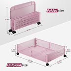 PHINOX Under the Bed Storage Containers with Wheels, Under Bed Storage, Under Bed Shoe Storage Organizer Drawer, Tool-free Assembly Metal Underbed Storage Containers -Pink