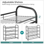 SONGMICS Stackable Shoe Rack, 4 Tier Metal Shoes Rack Storage Shelf, Holds up to 16 Pairs Shoes, Adjustable Slanted Shelves Shoe Tower Organizer for Closet Entryway Small Spaces, Black