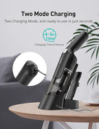 Aspiron Cordless Handheld Vacuum, 24KPA Powerful Car Vacuum, 2-Speed, 2 Charging Methods, Wireless Charger, Ergonomic Handle, Portable Rechargeable Vacuum Cleaner for Car, Home, Black Silver
