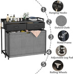 STIKELY Laundry Hamper Laundry Basket with 3 Section Pull-Out Rolling Bags, Laundry Sorter for Organization and Storage with 2 Pull-Out Drawers for Laundry Room, Bathroom, Bedroom Use (Black)