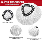 Tidy Monster 12 Pack Reusable Microfiber Mop Head Refill for Standard Universal Spin Mop, Anti-abrasive, No Scratch, Round Shape, Standard Size, White, Sealed Hard Floors