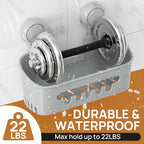 LEVERLOC Shower Caddy Suction Cup Set Shower Organizer & Soap Holder & Toothbrush Holder, Bathroom Shelf Basket NO-Drilling, Removable Suction Storage Waterproof Bathroom Caddy, Gray