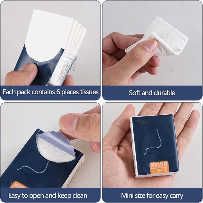 480 Packs Mini Pocket Tissue, 4-Ply Travel Size Facial Tissue