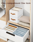 Homsorout Clothes Organizers and Storage - 4/5/7 Grids Fabric Jeans Organizer with Handles, Foldable Closet Organizers Dividers, Wardrobe organizer for Pant, Sweater, T-shirt, Scarf, 3 Pack, White
