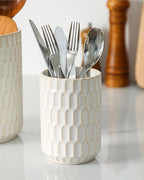 Utensil Holder, 7.5"+5.3" Ceramic Kitchen Utensil Holder for Countertop, Large Cooking Utensil Crock for Kitchen Counter, Set of 2, Beige