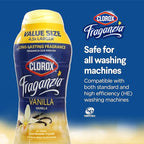 Clorox Fraganzia Laundry Scent Booster Crystals, In-Wash Fragrance Beads for Fresh-Smelling Clothes & Linens, Safe for All Fabrics & Colors, Easy-Pour Bottle, Vanilla Scent, 70 Oz - 6 Pack