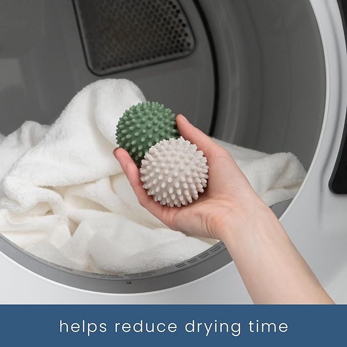 S&T INC. Reusable Plastic Dryer Balls, Fabric Softener for Laundry, Sage and Grey, 2.5 in, 6 Pack