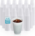 Lilymicky 2000 PACK 9 oz White Plastic Cups, 9 Ounce Disposable Drinking Cups for Birthday Parties, Picnics, Ceremonies
