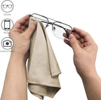 Puomue 6 Pack Microfiber Glass Cleaning Cloth, 16 Inch X 16 Inch, Lint Free Quickly Clean Window, Glasses, Windshields, Mirrors, and Stainless Steel, Camel