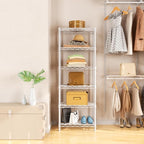 Golpart Small 6 tire Shelves Storage Wire Shelving Unit Metal Shelf Adjustable Organizers Storage Shelving for Bathroom Laundry Room Kitchen Pantry10”D x 16”W x 60”H White
