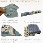 Reusable Toilet Paper Towels 24 Count Roll,Washable Absorbent No Tear Bidet Towels Cotton Cloth,Zero Waste Cleaning Supplies for Bathroom(4 Colors Flower)