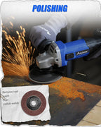 AVID POWER Angle Grinder, 7.5-Amp 4-1/2 inch Electric Grinder Power Tools with Grinding Wheels, Cutting Wheels, Flap Disc and Auxiliary Handle for Cutting, Grinding, Polishing and Rust Removal - Blue