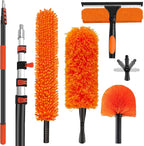 26FT High Reach Duster Cleaning Kit with 5-20 FT Extension Pole,High Ceiling Dusting and Window Cleaning Kit with Microfiber Feather Duster,Cobweb Duster,Ceiling Fan Duster,Window Squeegee Cleaner