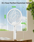 Electric Fly Swatter Racket, Foldable 2 in 1 Bug Zapper with Purple Trap Lamp, 4000V & 1500mAh Powerful Mosquito Trap Killer with Type-C Rechargeable for Indoor Home Office Patio Camp(1 Pack)