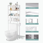 GRUSIGN Over-The-Toilet Storage Shelf, 4-Tier Bathroom Organizer Shelf, Freestanding Space Saver Shelves Over Toilet with Adjustable Shelf for Bathroom, White