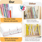 9.5" Large Acrylic Straw Holder for Cabinet Door-Reusable Tumbler Straw Organizer Storage,Small Kitchen Organizers and Storage Accessories Container, Ultra Sticky Cupboard Door Mounted(Black)