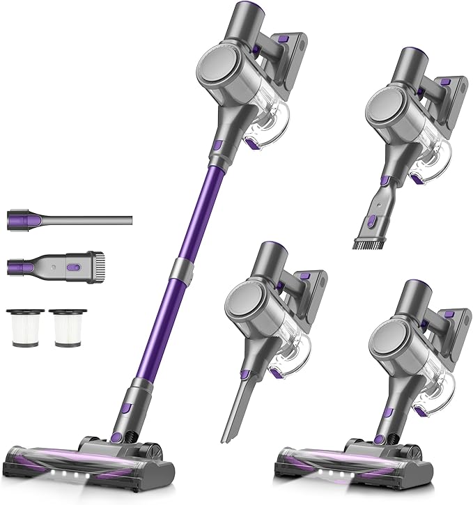 Zefiro Cordless Vacuum Cleaner for Home,450W /40Kpa 50Mins Stick Vacuum,Anti-Tangle 1.5L Dust Cup, Rechargeable Wireless Handheld Vacuum for Pet Hair/Carpet/Floor