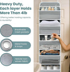 Sturdiness Over The Door Organizer, 5 Shelves & 8 Side Pockets,Anti Tilt Hanging Behind Door Storage, Heavy-Duty Reinforced Mesh Rack Holds 44lb for Bathroom,Pantry, Nursery,Closet, Shoes, Towels