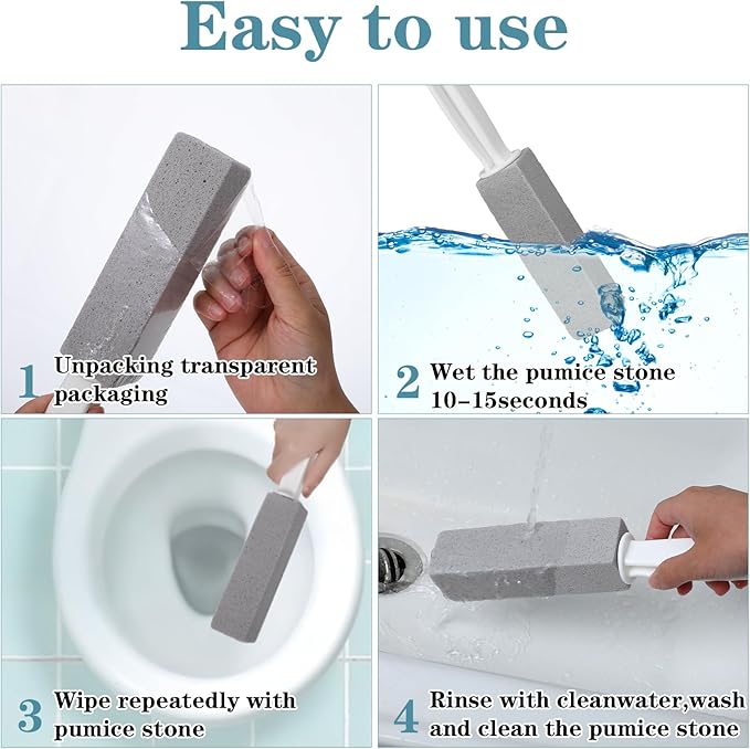 20Pcs Pumice Stone for Cleaning, Pumie Scouring Stick with Handle, Toilet Stone Brush Block, Hard Water Stain Remover for Toilet, Bathtubs, Sinks, Swimming Pools, Grills