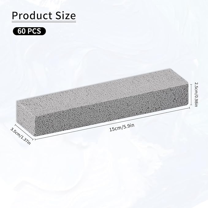 60 PCS Scouring Stick, Pumice Stone for Toilet Bowl Cleaning, Scouring Stick Remove Toilet Bowl Hard Water Rings, Calcium Buildup and Rust Suitable for Cleaning Household Bath Kitchen Pool Stove Grill