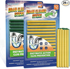 Drain Cleaner and Deodorizer Sticks, 24 Pcs Enzyme Drain Sticks - Natural Clog Remover & Odor Eliminator, Prevent Clogged Drains Year-Round in Kitchen, Bathroom, Shower & Toilet