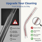 2-in-1 Dual-Head Straw Brush, Premium Silicone Cleaning Brush for Straws & Lid Gaps, Long Flexible for Tumblers & Bottles, Non-Slip Handle, No-Scratch, 2 Pack (6mm & 9mm), Durable & Reusable（Gray