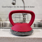 MEIXINZHI Cast Iron Cleaner, Chain Mail Scrubber & Pan Grill Scrapers - 2 in 1 Cast Iron Skillet Cleaner (red, with mat)