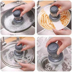 Soap Dispensing Dish Brush Cleaning Steel Wool Scrubber for Dishes Pans Kitchen Sink Bathtub Tile and Household