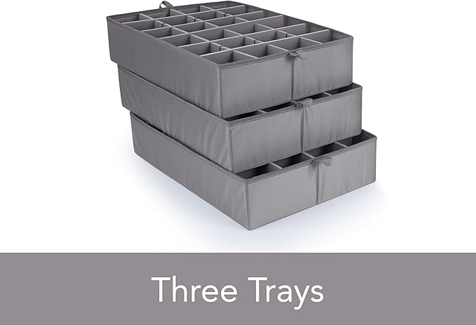 Covermates Keepsakes - Adjustable Zip-Top Storage Box - Configurable FlexGrid Compartments - Heavy Duty Polyester- Reinforced Handles - Stackable Design - Indoor Storage, Grey Heather