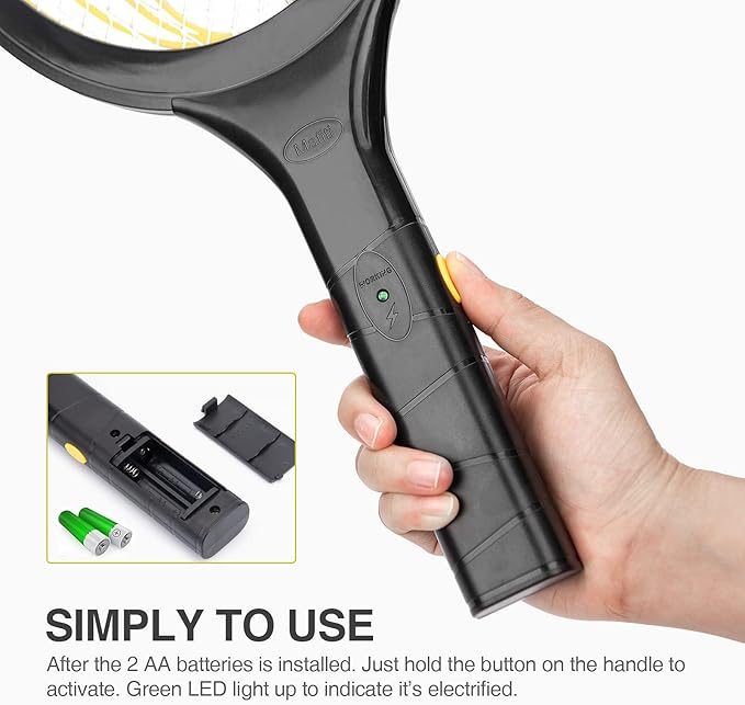 mafiti Fly Swatter Electric, Battery Powered Fly Killer Mosquito Zapper Bug Zapper Racket for Indoor Outdoor (2 Pack)