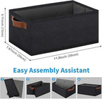 GhvyenntteS Small Fabric Storage Bins 12 Pack, 11.8" x 7.87" x 5.11" Storage Basket with Leather Handles, Closet Storage Bins for Shelves, Storage Baskets for Shelves, DVD Storage (Black)