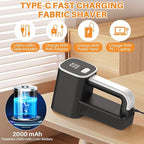 Rechargeable Fabric Shaver, Electric Lint Remover Sweater Shavers to Remove Pilling Fuzz & Pilling from Clothes Couch Furniture 3-Speed, 6-Leaf Blade, LED Display, USB Charging