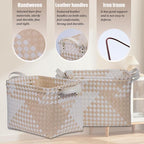 BROWNLILY Handwoven Clothes Basket Laundry Hampers Large Wicker Storage Baskets for Shelves Blankets Closet Storage Bins Car Bedroom Bathroom Organizers and Storage (Pack of 4, Khaki & Ivory White)