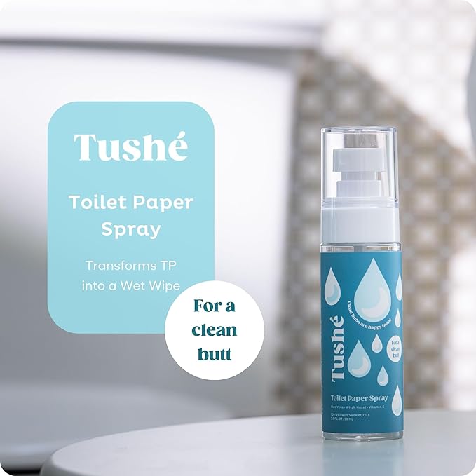 Toilet Paper Spray (2-Pack) – Flushable Wet Wipe Alternative for Sensitive Skin – Unscented, Septic Safe – Aloe Vera, Witch Hazel & Vitamin E – 118ml (4 fl oz)