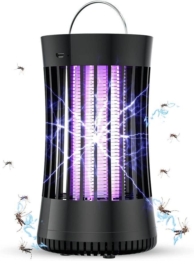 AICase Portable USB Electronic Rechargeable Mosquito Killer Lamp/Bug Zapper for Summer Trip,Outdoor Camping,Patio,Home and Garden,Trap Indoor,Moth Trap/Bug Killer/Mosquito Killer Light(Black)