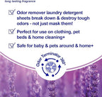 DR.EASY Odor Remover Laundry Detergent Sheets 240 loads Lavender,Easy To Carry Great For Travel,safe for baby & pets,No mess No Dyes biodegradable formula