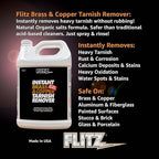 Flitz Instant Brass and Copper Tarnish Remover - 1 Gallon Bottle of USA-Made Organic Rust Remover Spray (No-Rub) - Removes Stains & Oxidation from Glass & Aluminum - Brass Cleaners That Work (3 Pack)