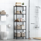 Sakugi Storage Shelves - Set of 2, 5-Tier Metal Shelf Organizer, Space-Saving Garage Shelving with Leveling Feet, Standing Shelves Organizer for Kitchen, Laundry, Pantry (18.4" x 12.6" x 57.4", Black)