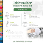 Truly Free Natural Dishwasher Booster & Rinse Aid - Non-Toxic Dishwashing Aid Formula, Removes Residue & Tough Dish Stains, Water Spot Remover - Pack of 3