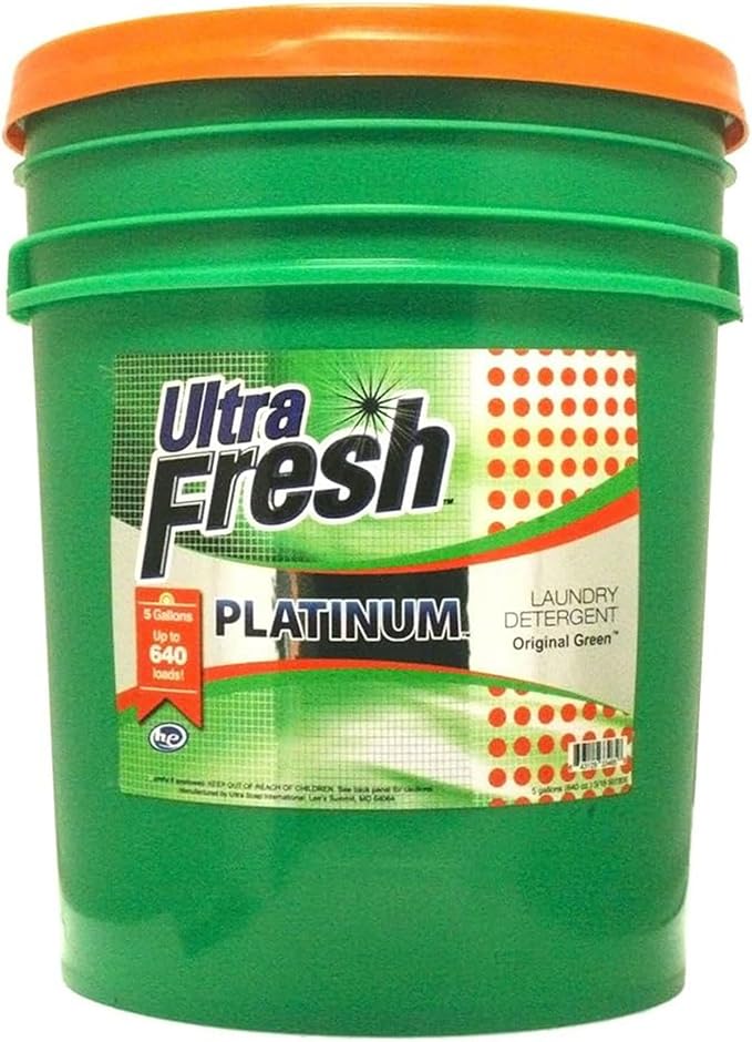 Ultra Fresh 3X Platinum 5 Gallon Laundry Detergent Liquid for All Machine Types with Easy Dispensing Pump, Up to 640 Loads, Original Green (2 Pack)