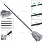 Indoor Mop for Floor Cleaning - Cotton Mops for Floor Cleaning, Regular Mop for Floors, 52-inch Simple Mops for Cleaning Living Rooms, Bathrooms, and Kitchens. (White&Grey)