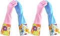 Household Gloves Latex-Free, 15" Long Cuff, Soft Lining, Adjustable Strap, Multi-Layer Protection, Flexible, Comfortable, Chemical-Resistant, Reusable for Cleaning, Dishwashing, 4 Pair Small