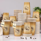 300 Pack 12oz Paper Coffee Cups, Hot/Cold Beverage 12oz Disposable Coffee Cups, Retro Design, Leak-Proof, Hot or Cold Drink, Cocoa, Chocolate, Coffee Bar Supplies