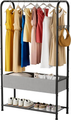 SINGAYE Clothes Garment Coat Rack Drying Clothing Racks Metal Freestanding for Hanging Clothes Portable Closet for Laundry Bedroom Black