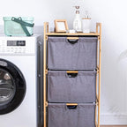 Yosoo 3 Tier Laundry Hamper Organizer with Towel Cabinet Handles, Large Capacity Box Shelf, Compact Design for Bathroom Bedroom Living Room, Ideal Storage Organizer (Grey)