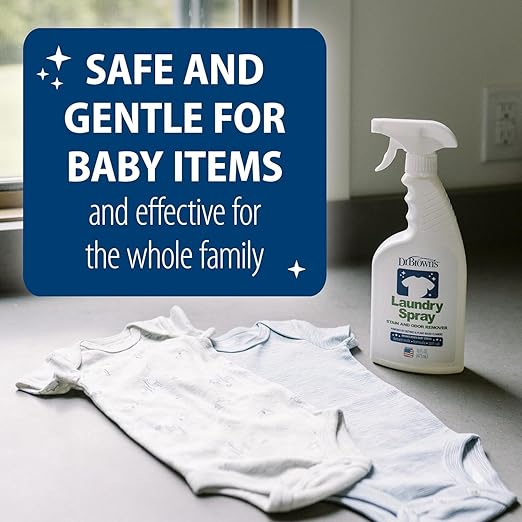 Dr. Brown's Laundry Spray Stain and Odor Remover for Baby Clothes, Hypoallergenic, Fragrance-Free, 16 fl oz, 2-Pack