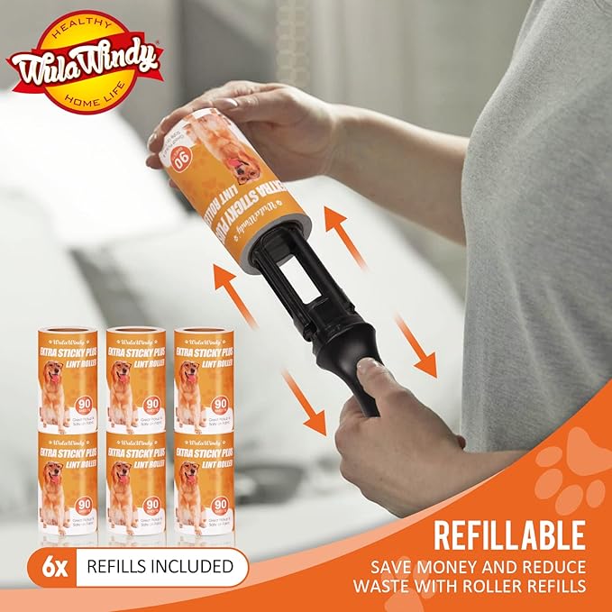 WulaWindy Lint Roller for Pet Hair, Extra Sticky Lint Rollers Pet Hair Remover for Clothes, Work Great on Pet Hair Value Pack (4 Pack) (8 Pack)