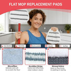 Triangule Flat Mop Replacement Pads, Spin Mop Pad Replacement, 8 Pack Mop Refill Pads, 1 Mop Base and 1 Scraper for Cleaning Floor, Wall, Ceiling, Easy to Replace